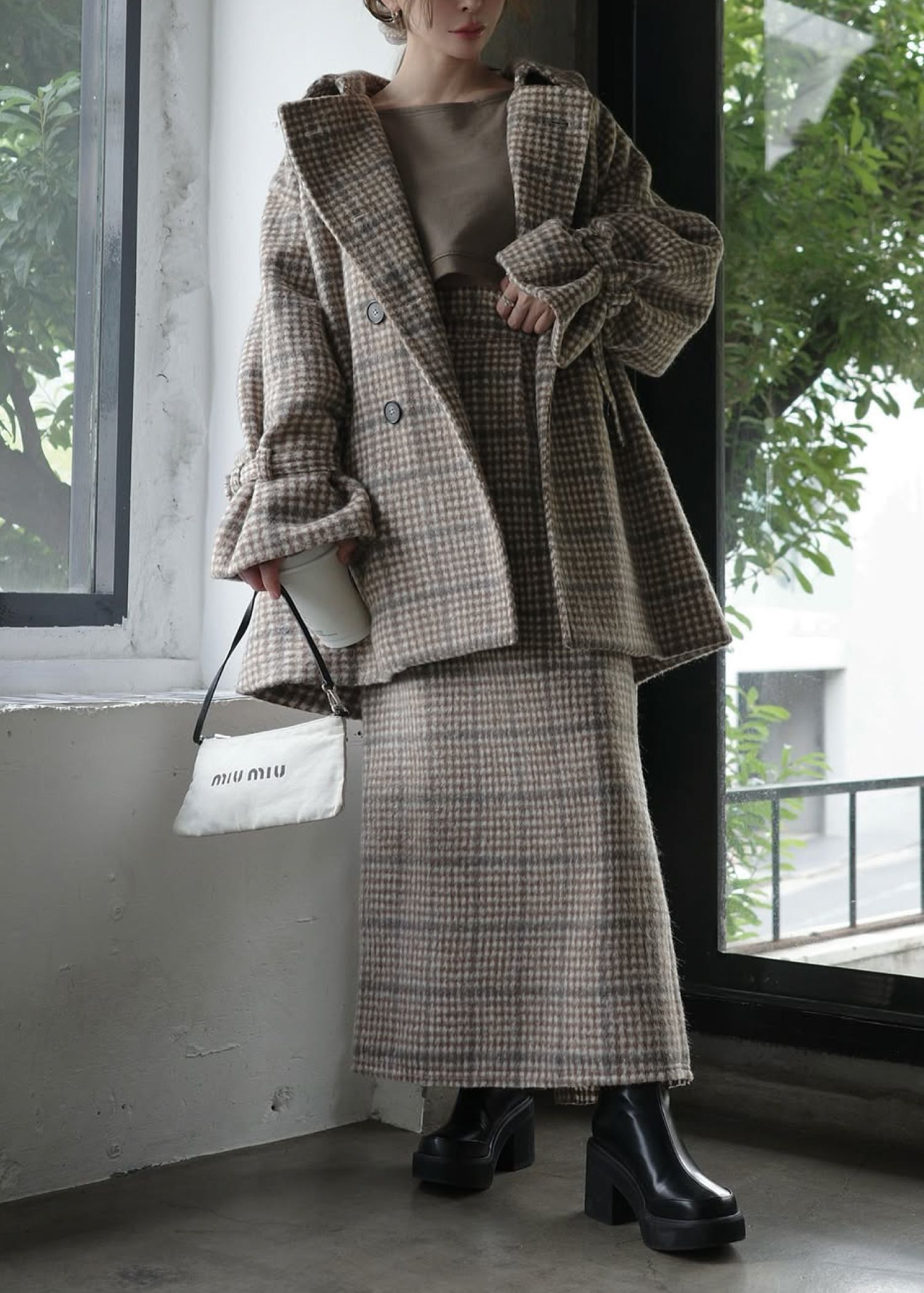 waist frill shaggy pencil SK / ウエストフリル シャギーペンシルスカート (キャメル) / 25AW /