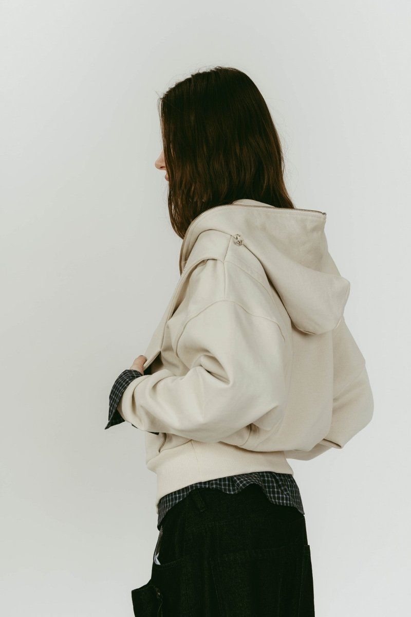 pierced hooded sweatshirt (Lightbeige) / ピアス スウェットフーディ (ライトベージュ) / 26SS