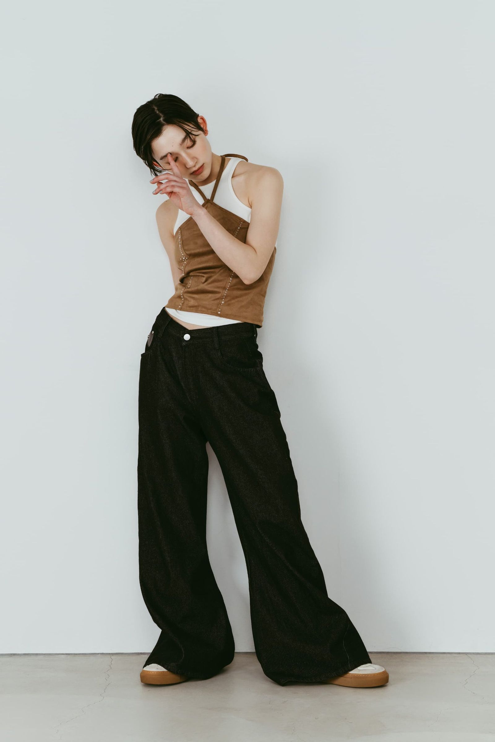 ワイドベルボトムデニムパンツ (ブラック) wide bell-bottom denim pants (Black) /  26SS