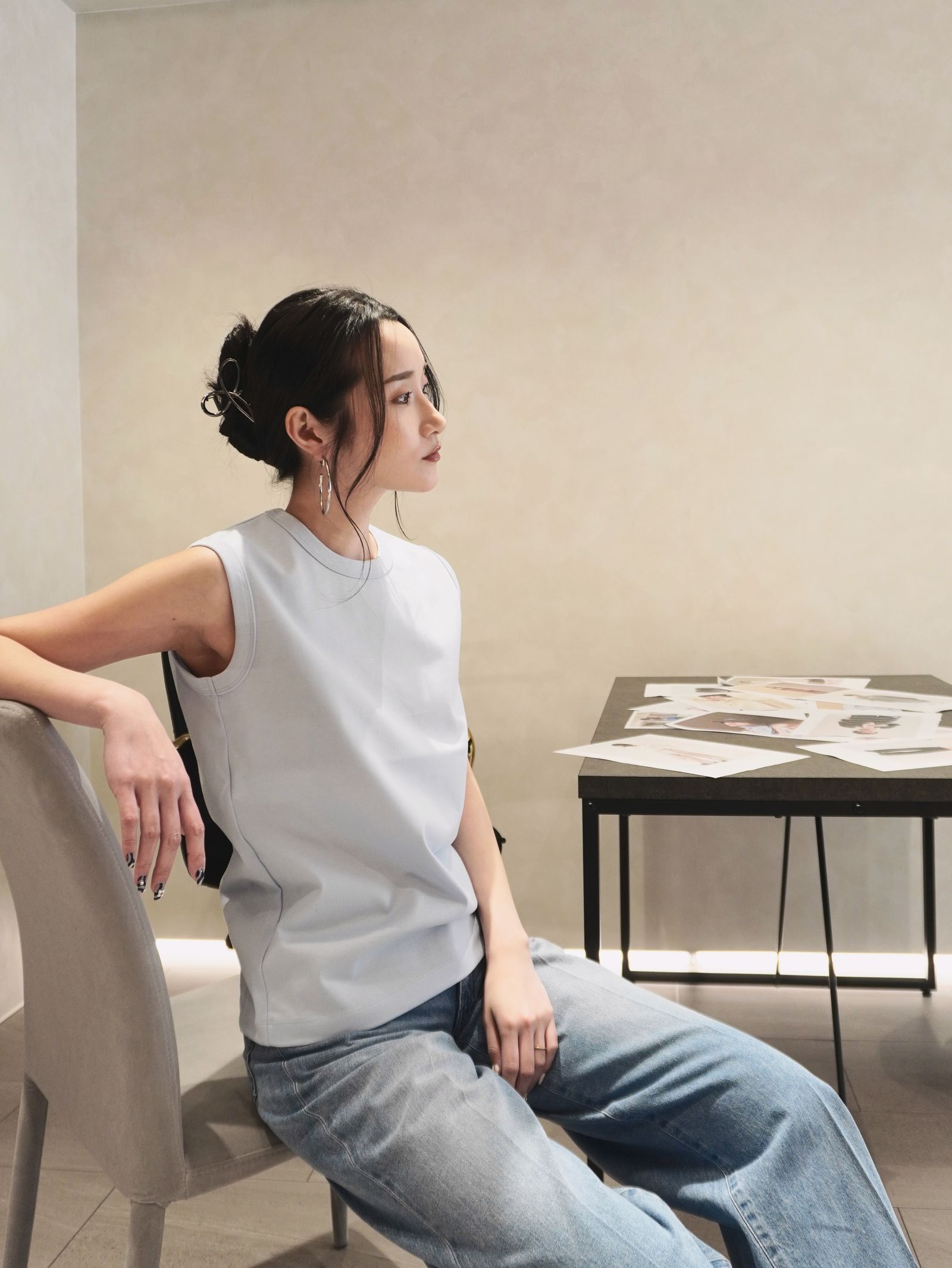 【25SS】REFINA SLEEVELESS T-SHIRT / リフィナスリーブレスTシャツ (サックス)