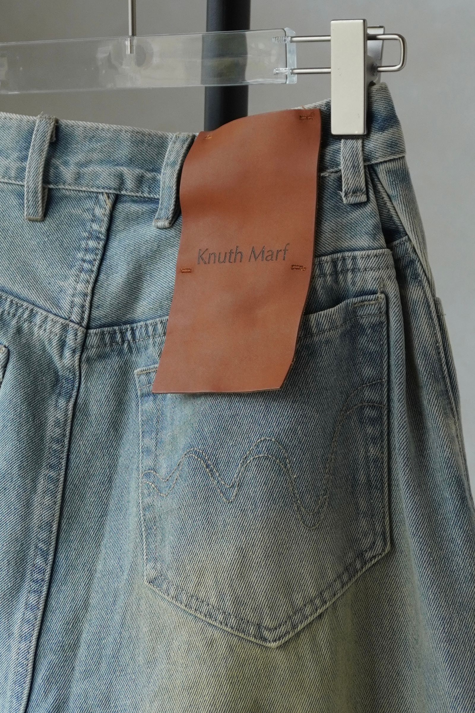 ダメージ デニムパンツ (サックスブルー) damage denim pants