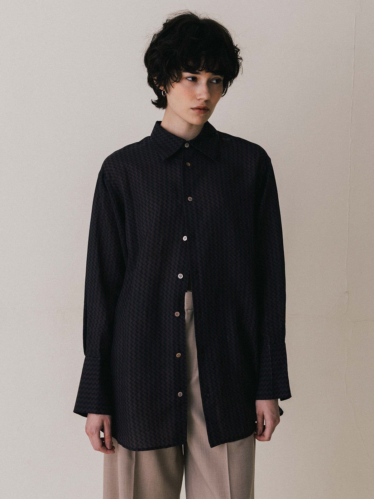 【25AW】GEOMETRIC SHIRT / ジオメトリックシャツ (ブラウン)