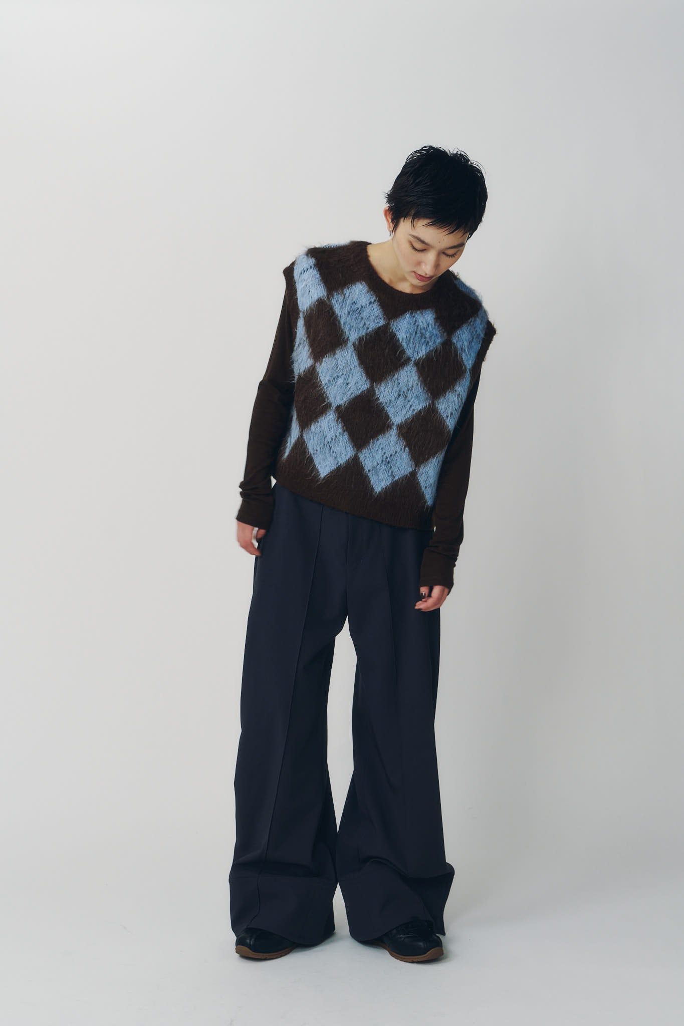 アーガイルニットベスト (ブラウン) argyle knit vest (Brown) / 26AW