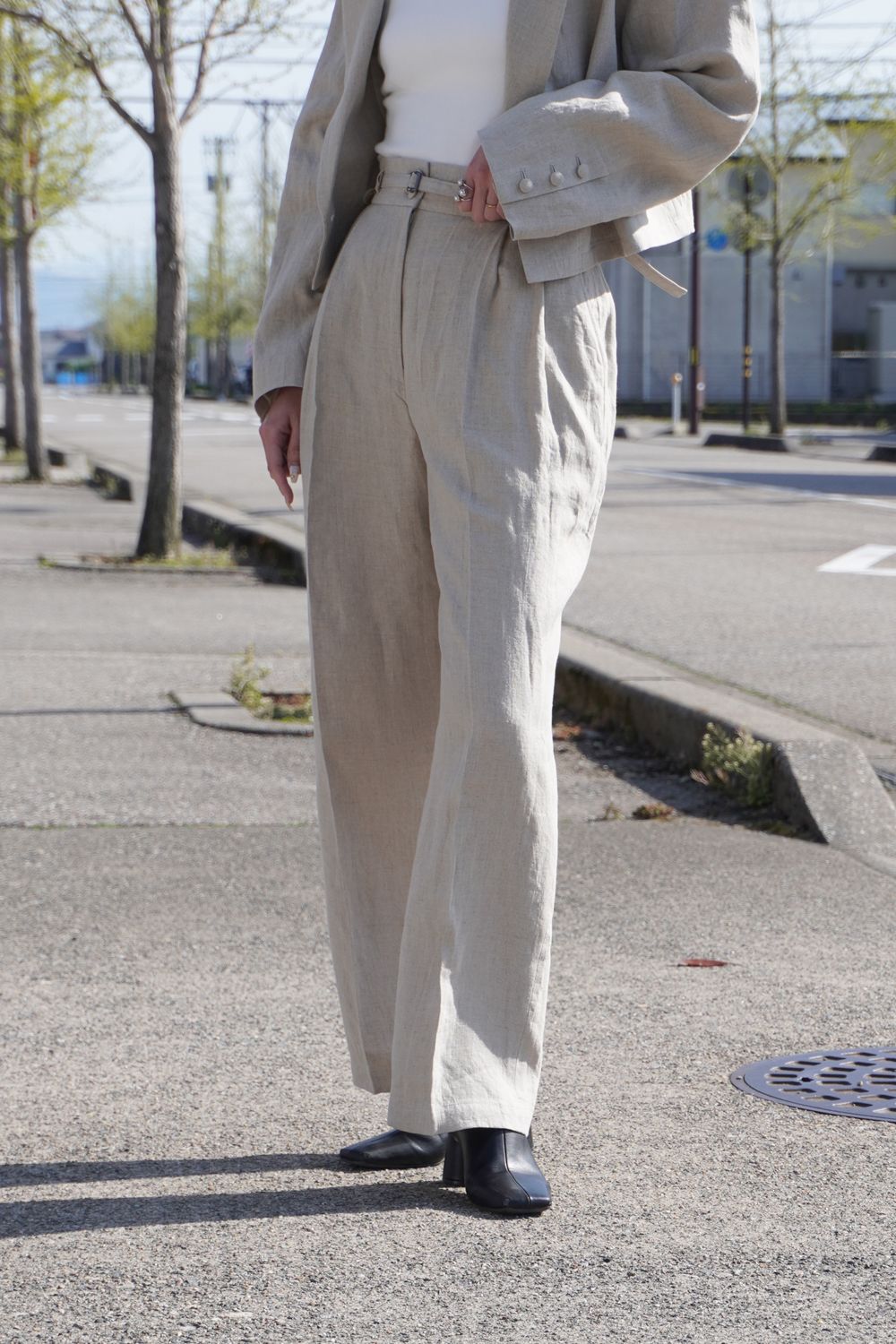 CASA FLINE - BELTED WIDE LINEN PANTS / ベルテッド コクーン