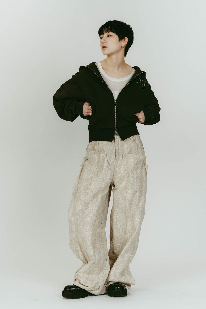 cling drape denim pants(unisex) (Greige) / ドレープデニムパンツ (グレージュ) / 26SS