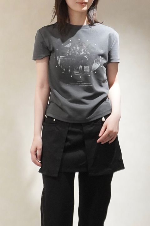 スタッズコンパクトTシャツ (チャコール) studded compact tee (Charcoal) /  26SS