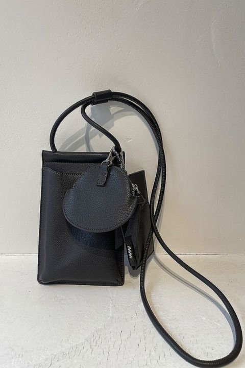 RECYCLING LEATHER MULTI MOBILE POUCH / リサイクルレザーマルチモバイルポーチ (ネイビー) スマホショルダー/コインケース・カードホルダー付き / 取り外し可能