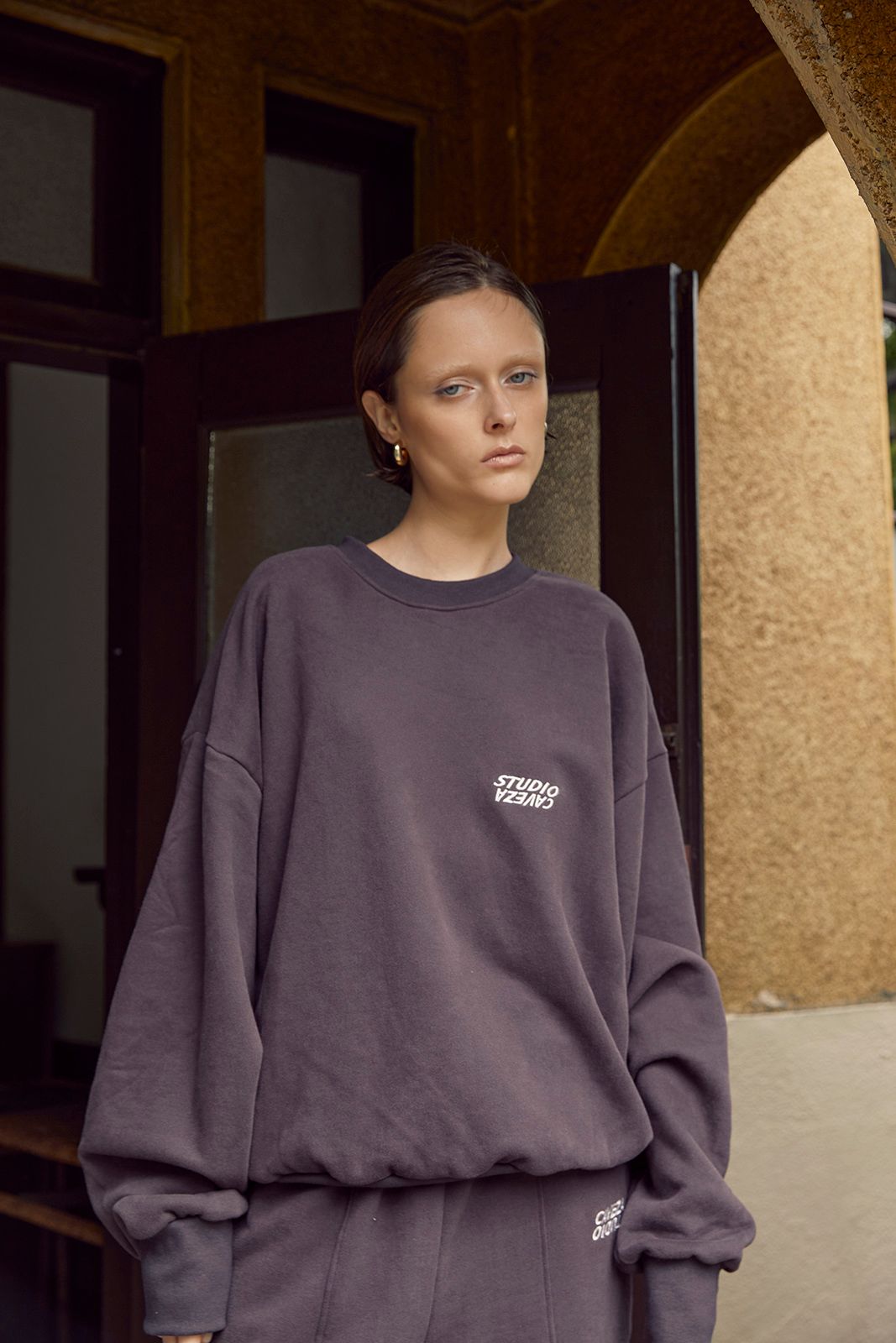 【再販売】STUDIO CAVEZA スウェットトップス (ブラウン)