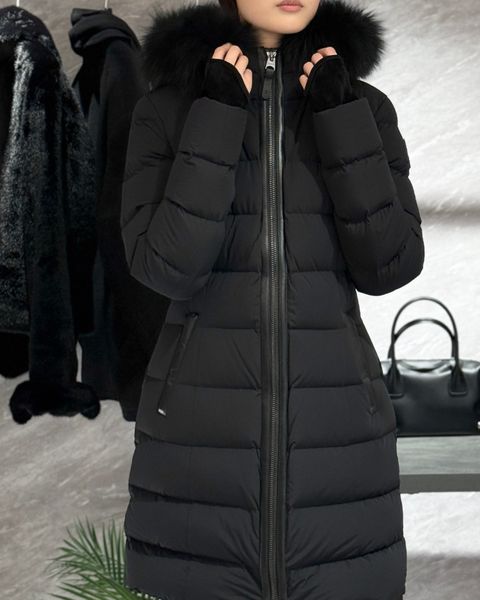 【2025AW】CALLA-BX / ファー付きストレッチダウンコート (ブラック) / レディース