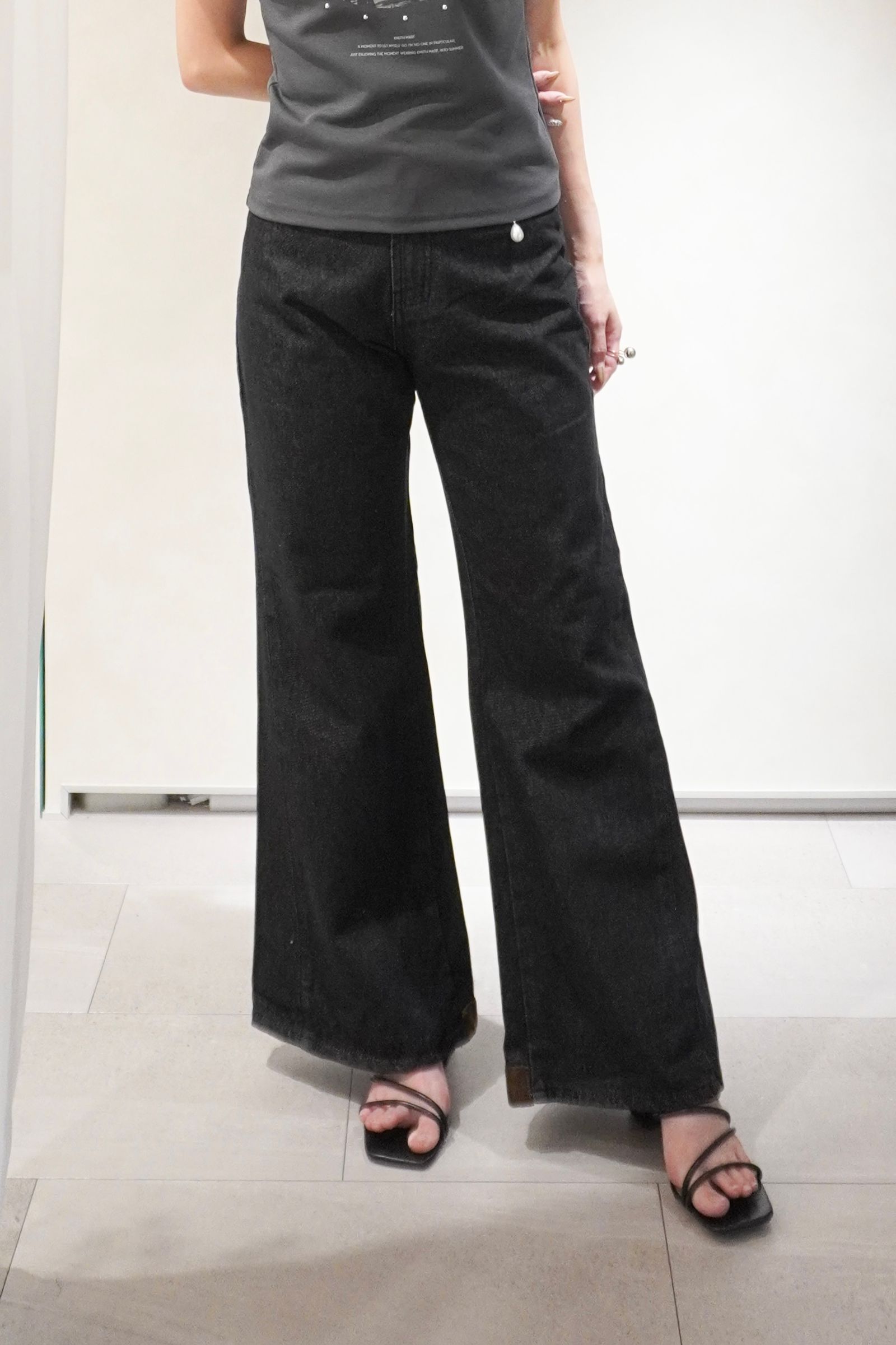 デニムバギーパンツ (ブラック) denim baggy pants(unisex)