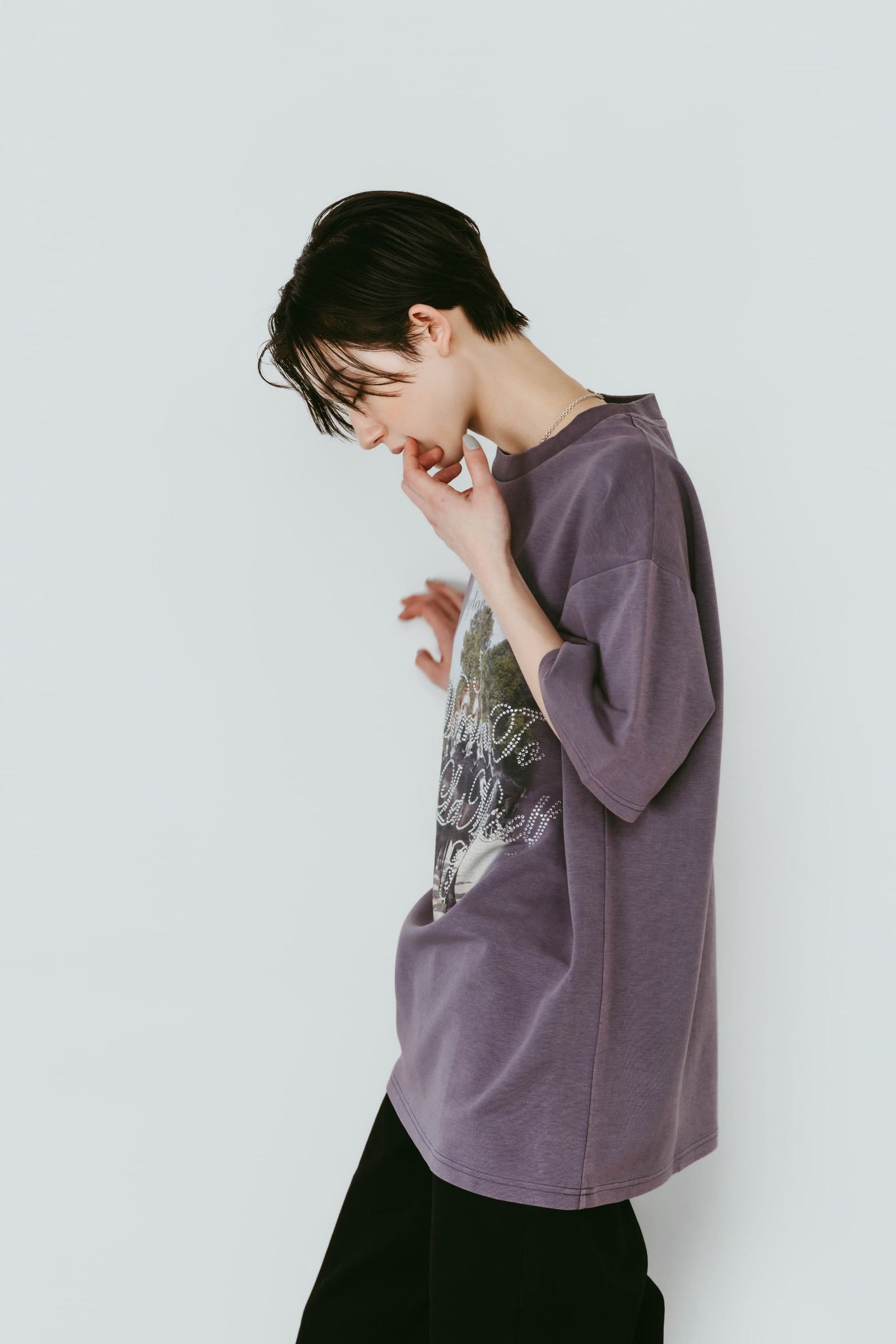 ラインストーングラフィックTシャツ (パープル) rhinestone graphic tee(unisex) (Purple) /  26SS