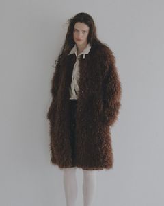 【先行予約】【26TH-17】カーリーファーコート (ブラウン) Curly Fur Coat (Brown) /  エコファー  /  フェイクファー 【受注期間6/14 23:59まで】
