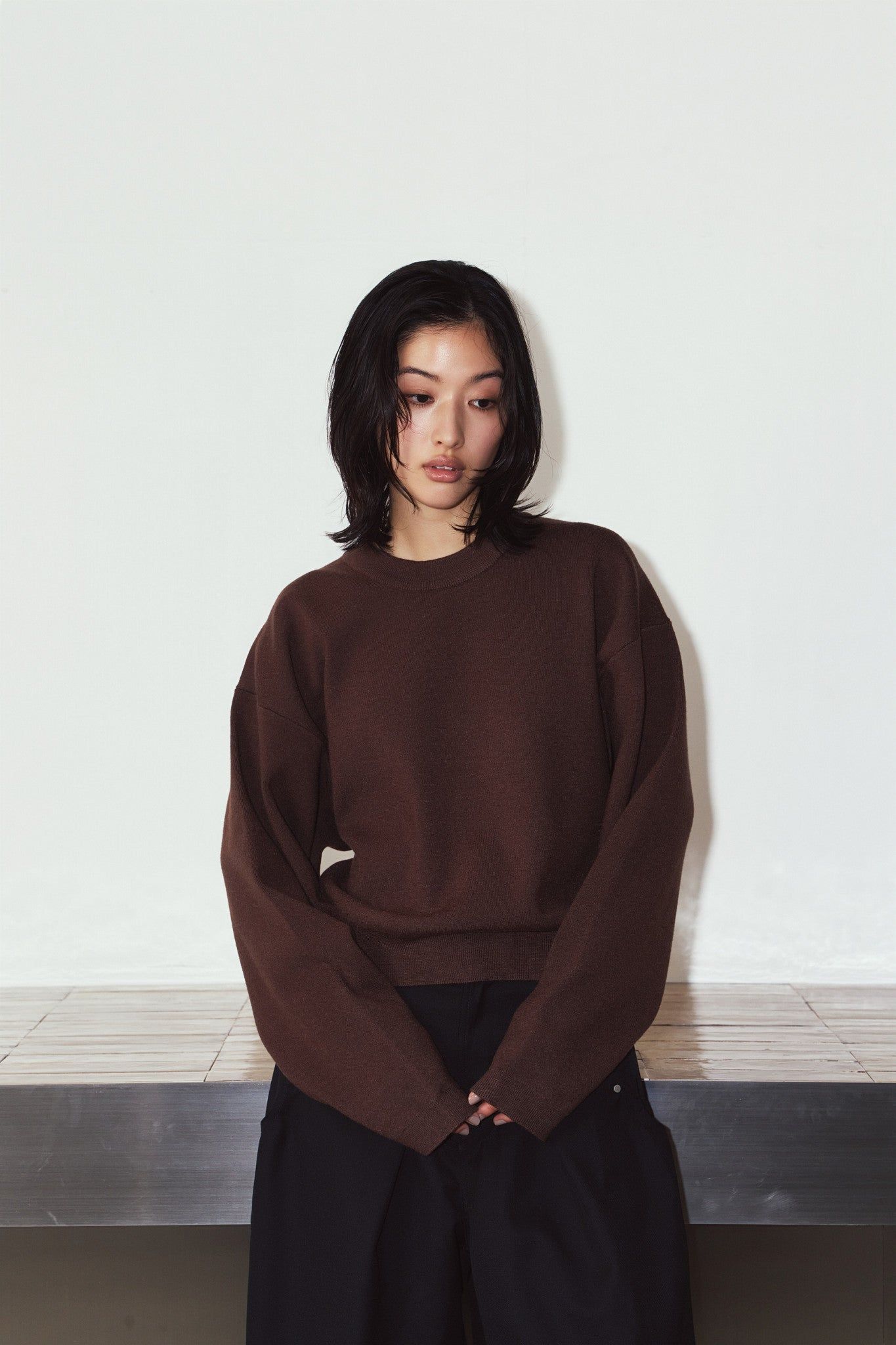 【LADIESサイズ】2ウェイ ノームコア ニット (ブラウン) 2way cuffs normcore knit (Brown) / 26AW