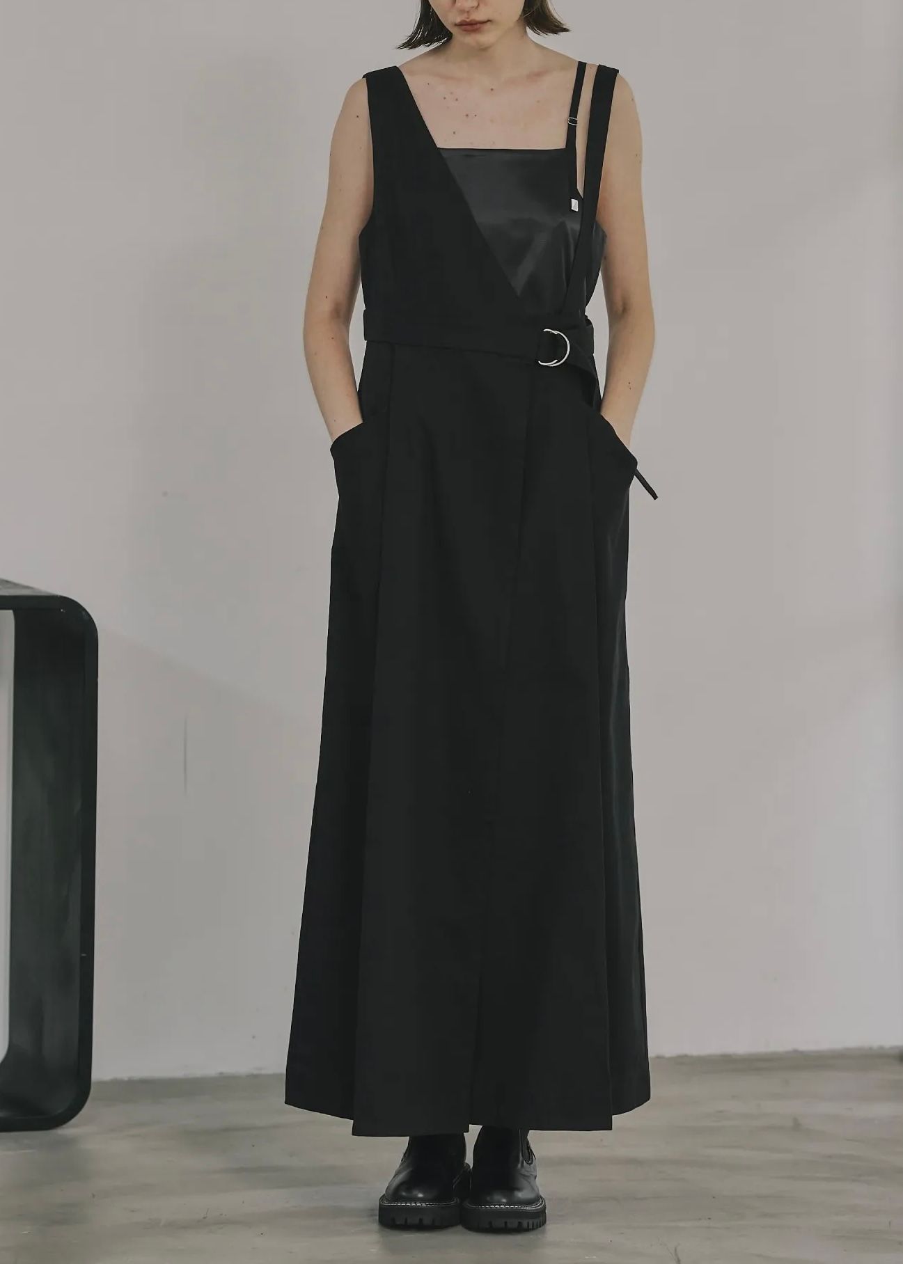 one shoulder twill OP / ワンショルダーツイルワンピース (ブラック) / 25AW