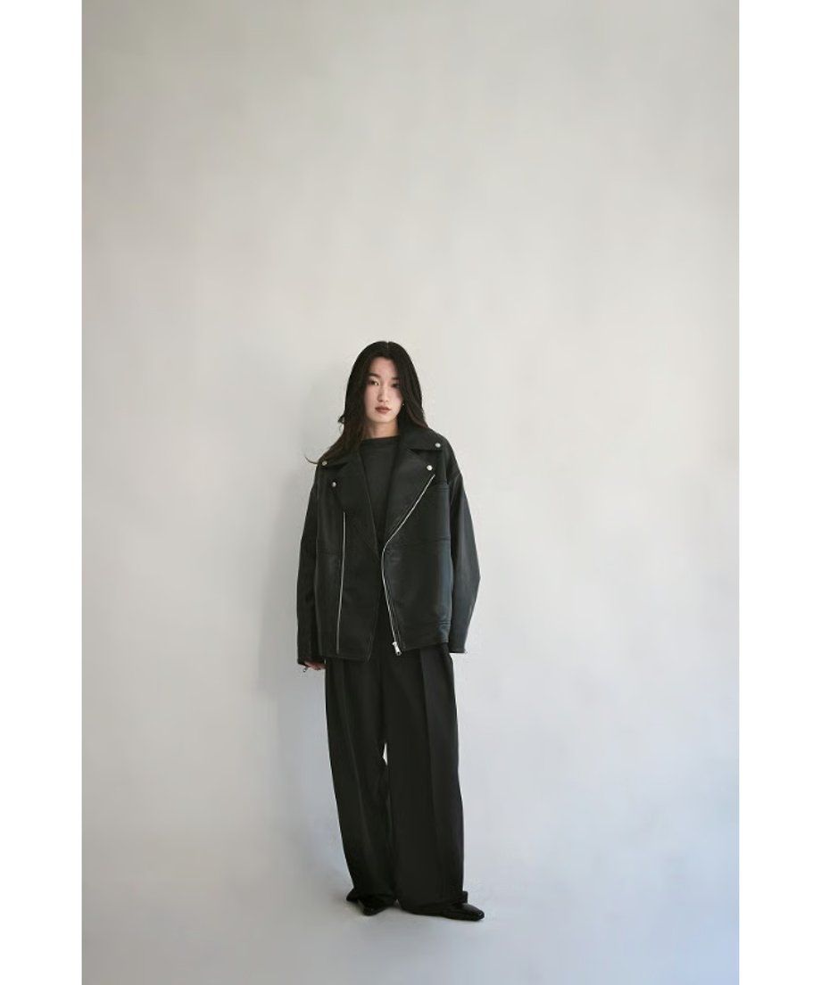 【25AW】Eco Leather Riders Jacket (ブラック) / エコレザーライダースジャケット / フェイクレザー