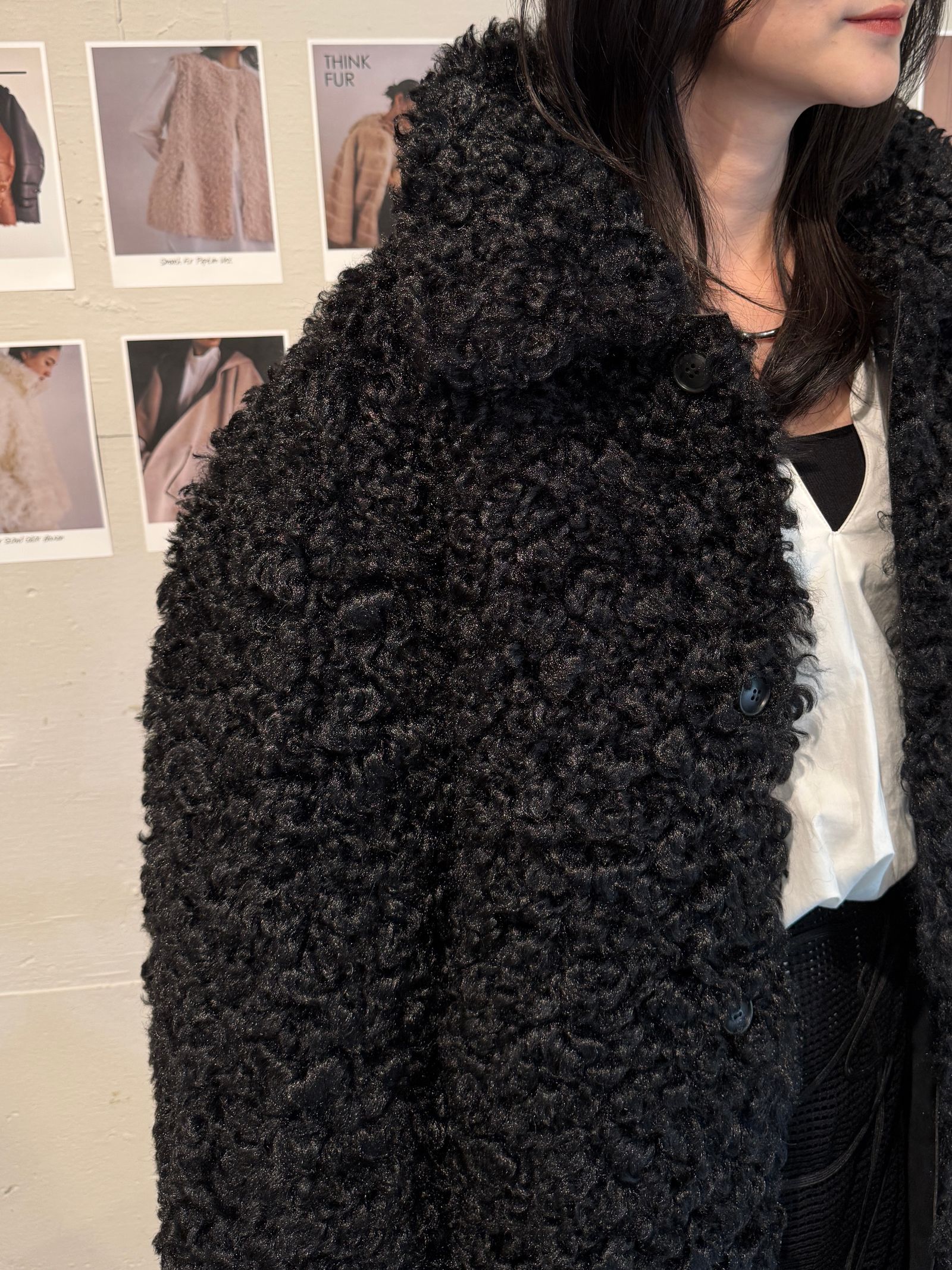 Vintage Like Fake Mouton Reversible Coat (ブラック) / ヴィンテージライクムートン リバーシブルファーコート / エコファー / フェイクファー