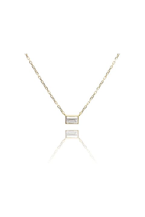 【即納】BUGUETTE CUT MOISSANITE NECKLACE / バゲット カット モアサナイト ネックレス K10 (イエローゴールド)