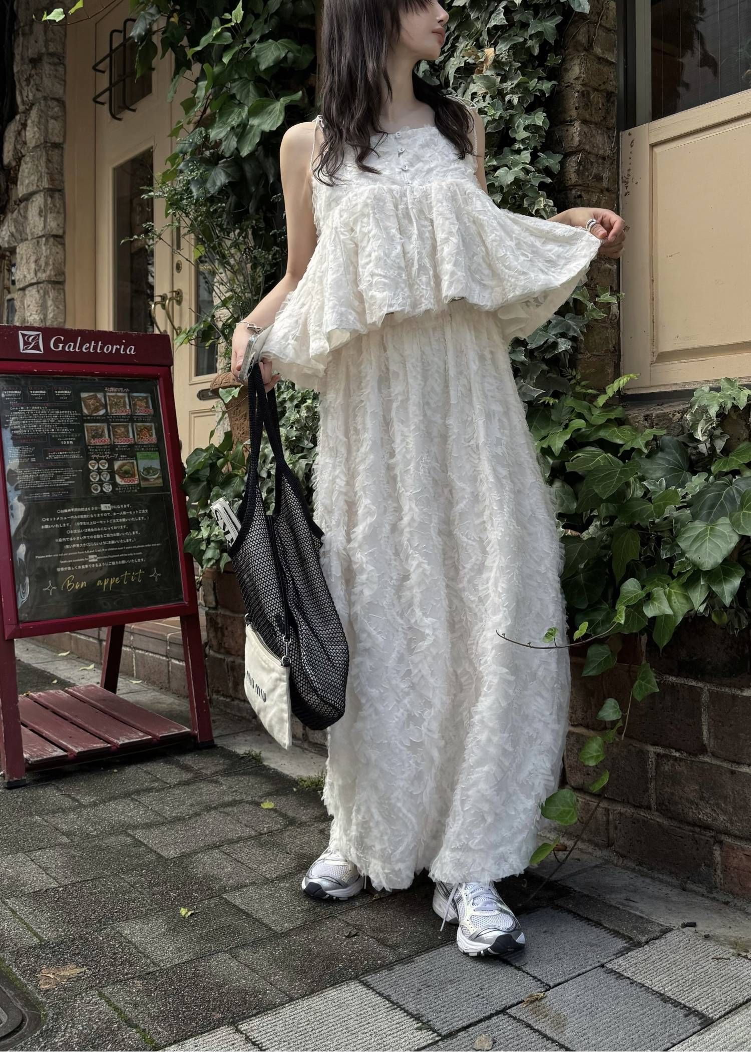 コクーンチュールスカート (シェル) cocoon cut jacquard tulle gather SK (Shell) /  26SS