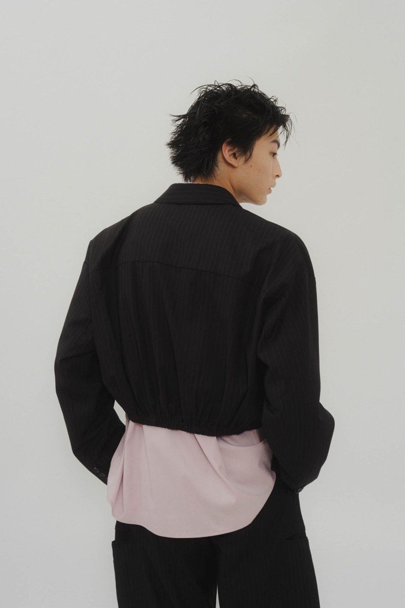 ストライプシャツブルゾン (ブラック) stripe shirt blouson (Black)