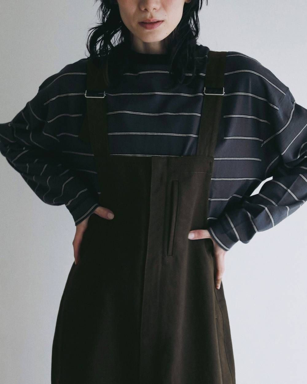 ボーダー ルーズロンT (チャコールグレー) Border Loose Long T-shirts (Charcoal gray) /  26AW