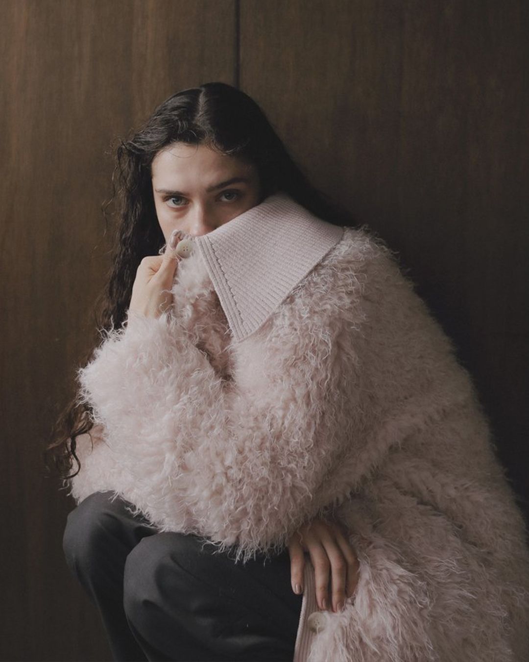 【先行予約】【26TH-06】モヘア調ファーカーディガン (ピンク) Mohair Like Fur Cardigan (Pink) /  エコファー  /  フェイクファー 【受注期間6/14 23:59まで】