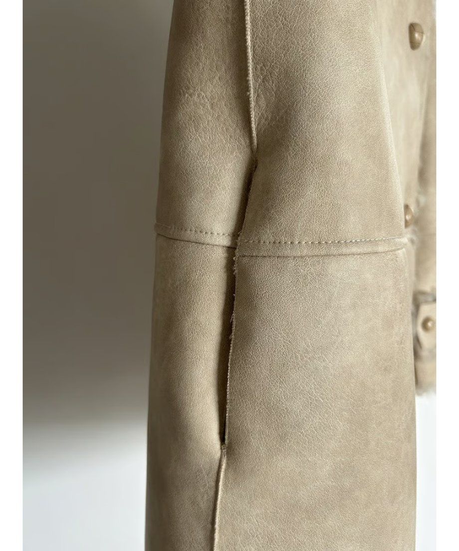 【25AW】Vintage Like Fake Mouton Reversible Coat (クリーム) / ヴィンテージライクムートン リバーシブルファーコート / エコファー / フェイクファー