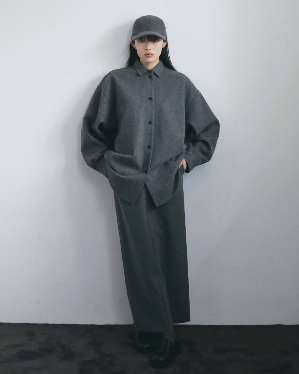 ウールオーバーシャツ (チャコールグレー) Wool Over Shirts (Charcoal gray) / 26AW 【6月29日まで期間限定予約】