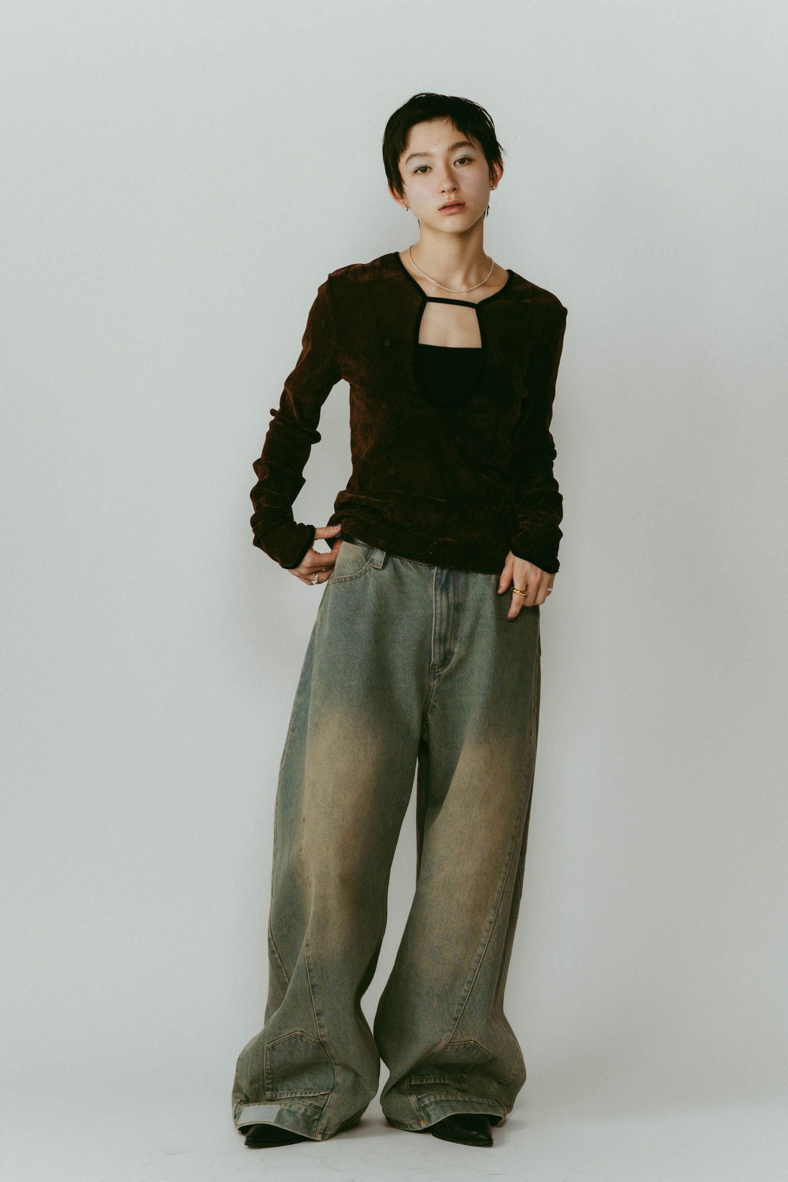 shirt wrap denim pants / シャツ巻き デニム (ブルー) / 25AW