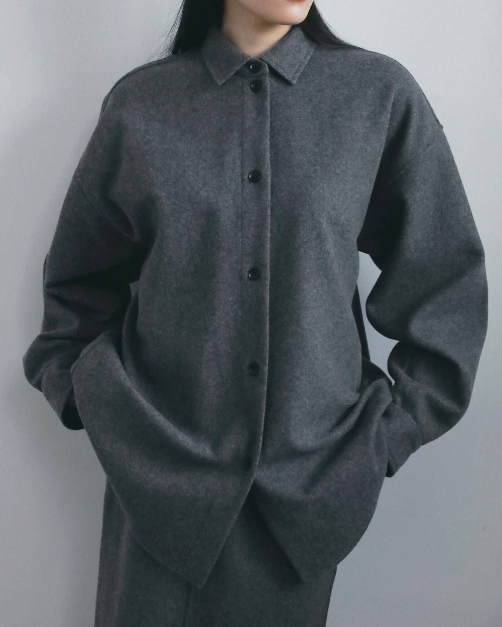 ウールオーバーシャツ (チャコールグレー) Wool Over Shirts (Charcoal gray) / 26AW 【6月29日まで期間限定予約】