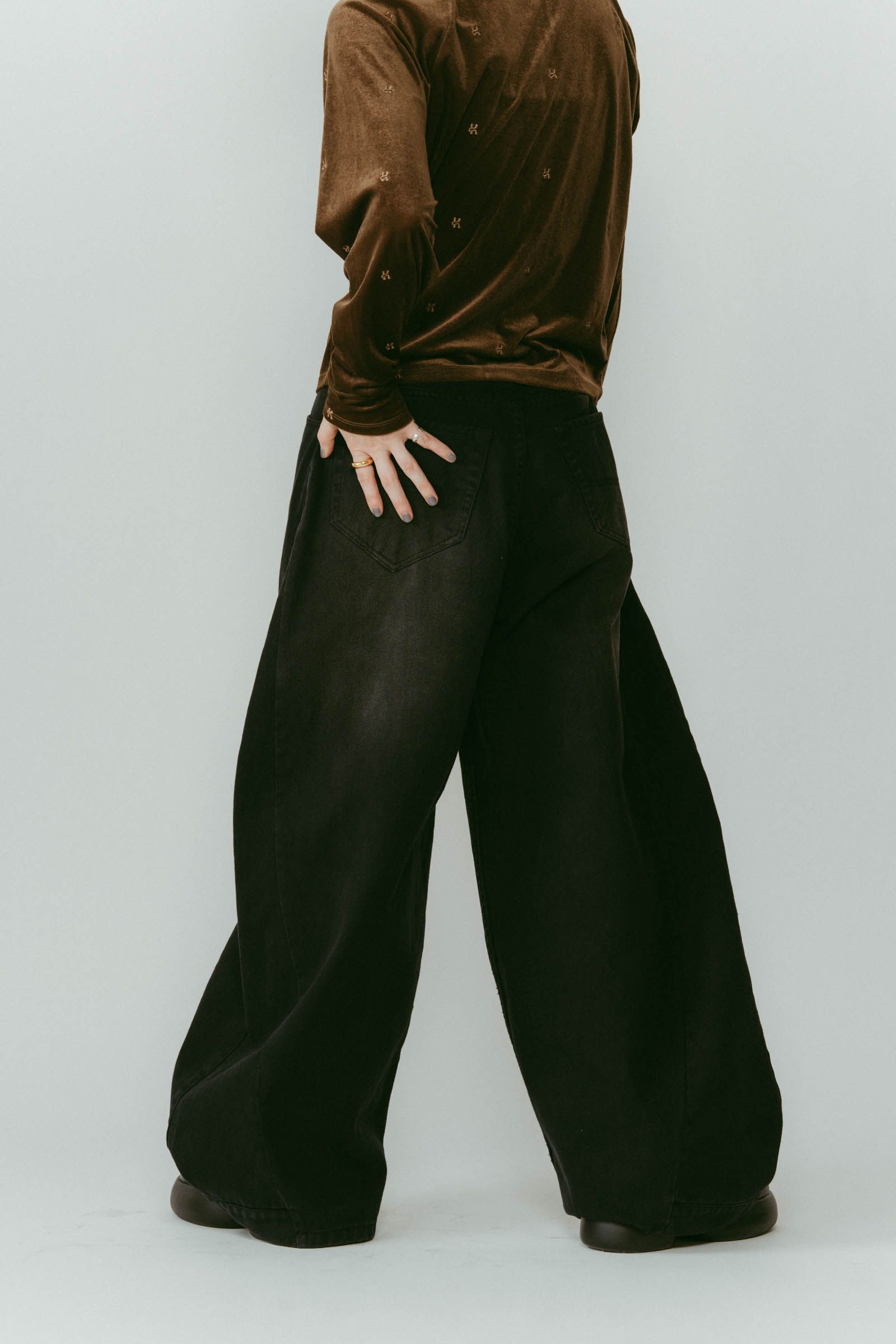 shirt wrap denim pants / シャツ巻き デニム (ブラック) / 25AW