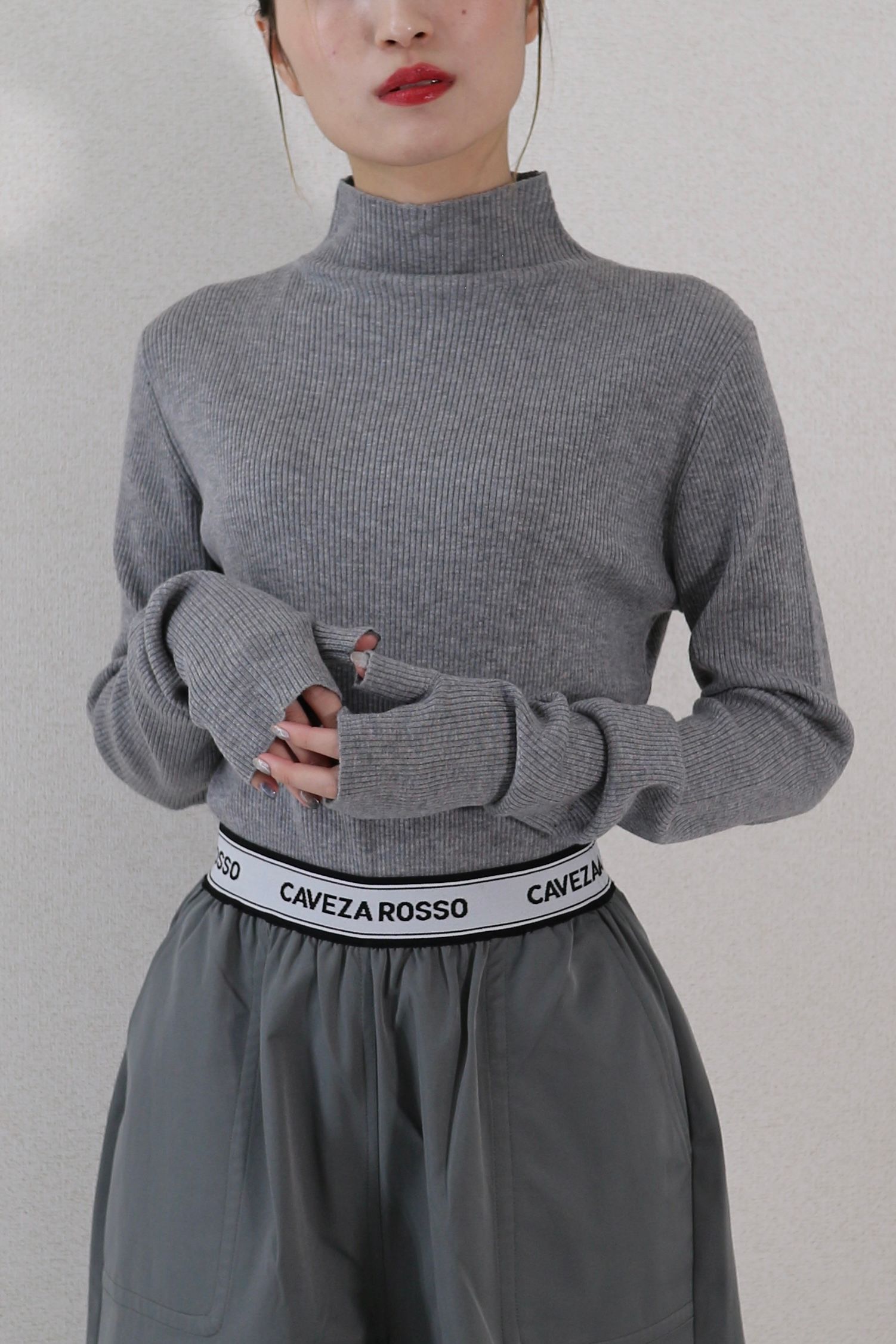 CAVEZA ROSSO - HAND WARMER RIB KNIT TOPS / ハンドウォーマー