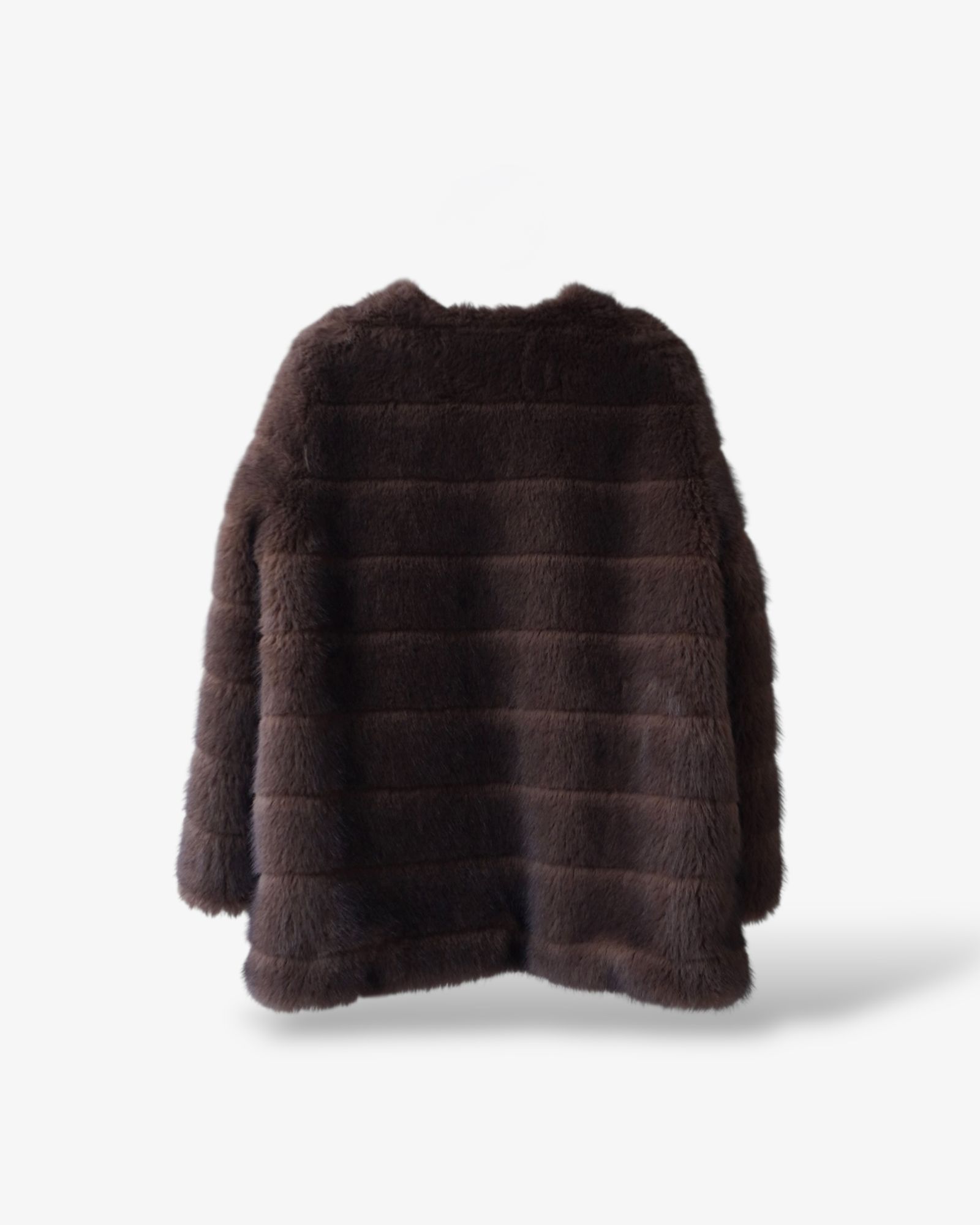 【25AW】Border Fur Coat (ブラウン) / ボーダーファーコート / エコファー / フェイクファー
