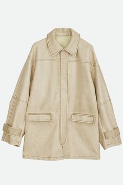 CRASH FAKE LEATHER JACKET (BEIGE) / クラッシュフェイクレザージャケット ベージュ