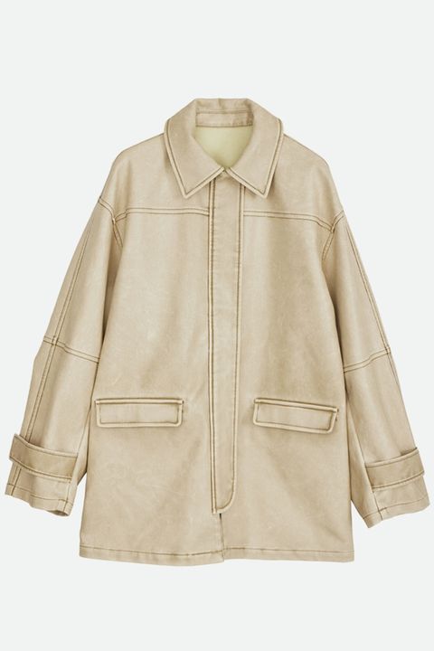 CRASH FAKE LEATHER JACKET (BEIGE) / クラッシュフェイクレザージャケット ベージュ