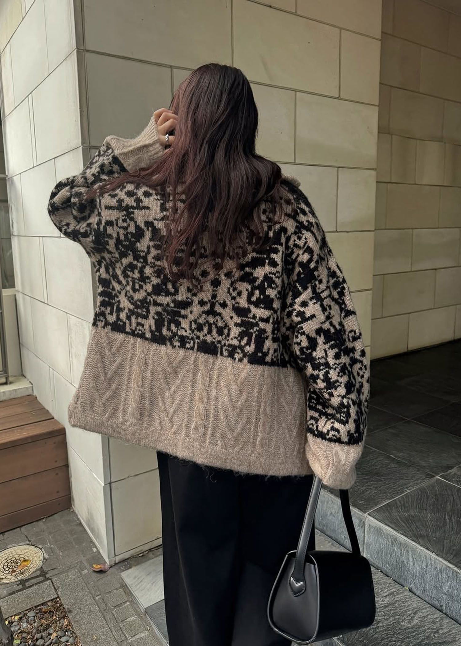 jacquard & cable placement toggle knit / ジャガード ケーブルトグルニット (タン) / 25AW /