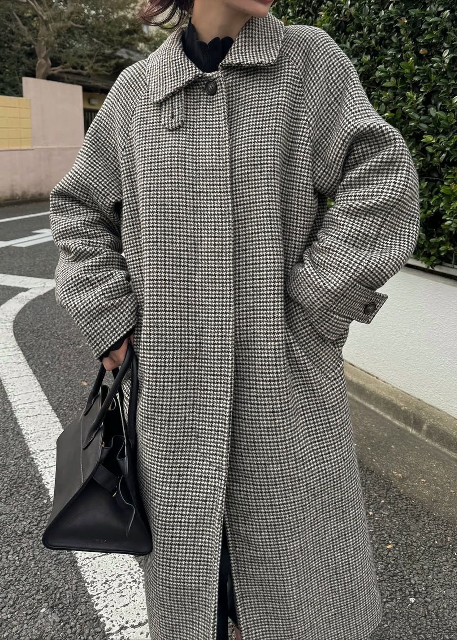 hound tooth soutien collar quilting coat / ハウンドトゥース ステンカラーコート (ミックス) / 25AW /