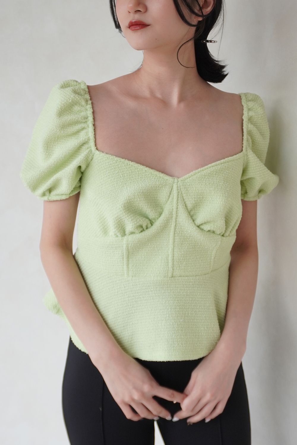 POOFY TOWEL LIKE MINI TOP / パイル ミニトップス (ライム)