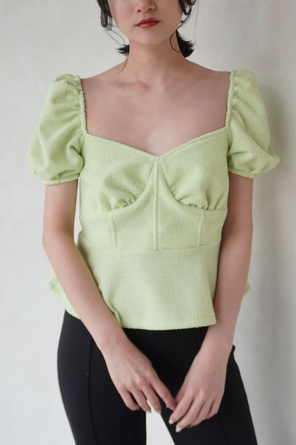 POOFY TOWEL LIKE MINI TOP / パイル ミニトップス (ライム)