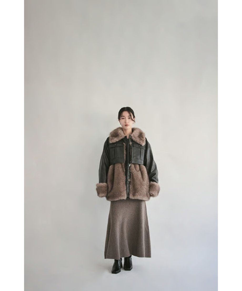 THINK FUR 合皮ジャケット THINK FUR - 【25AW】Leather Docking Fur Jacket (ブラック