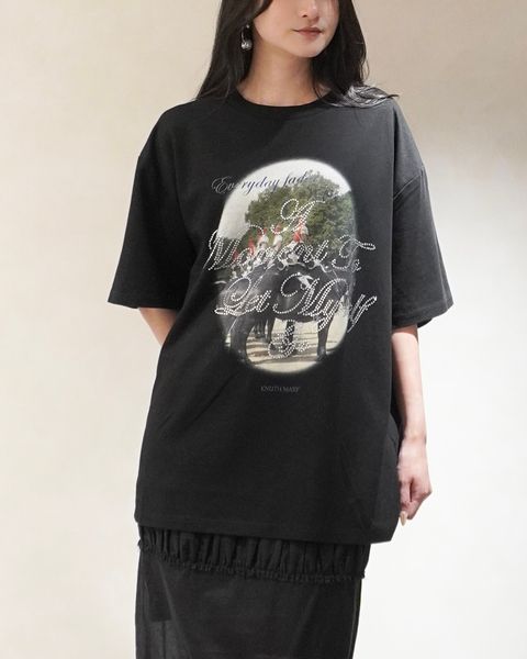 ラインストーングラフィックTシャツ (ブラック) rhinestone graphic tee(unisex) (Black) /  26SS