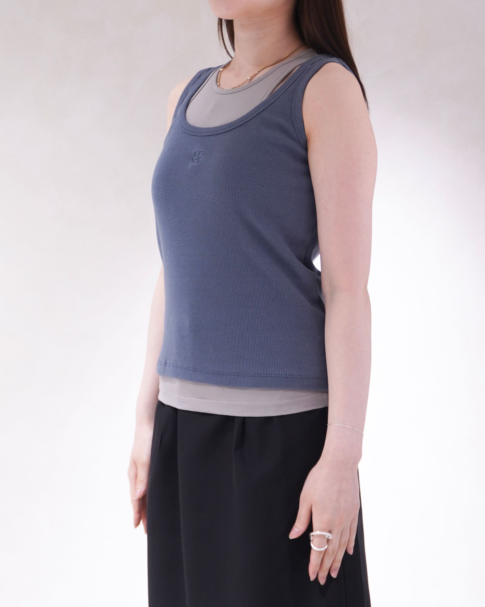 2ピース レイヤードロゴタンクトップ (ブルー) 2piece layered logo tank top