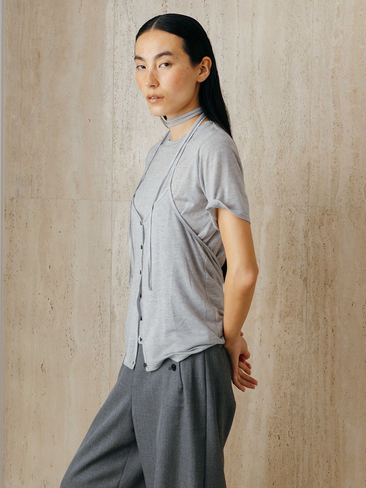 レイヤードカットトップス (グレー) LAYERED CUT TOPS (Gray) /  26SS