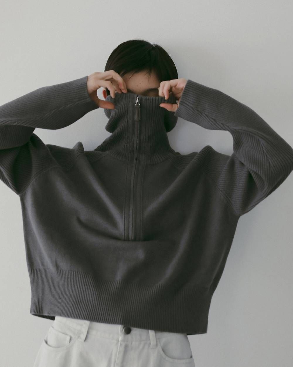 Zip Rib Knit / ジップリブニット (Gray) / 26SS