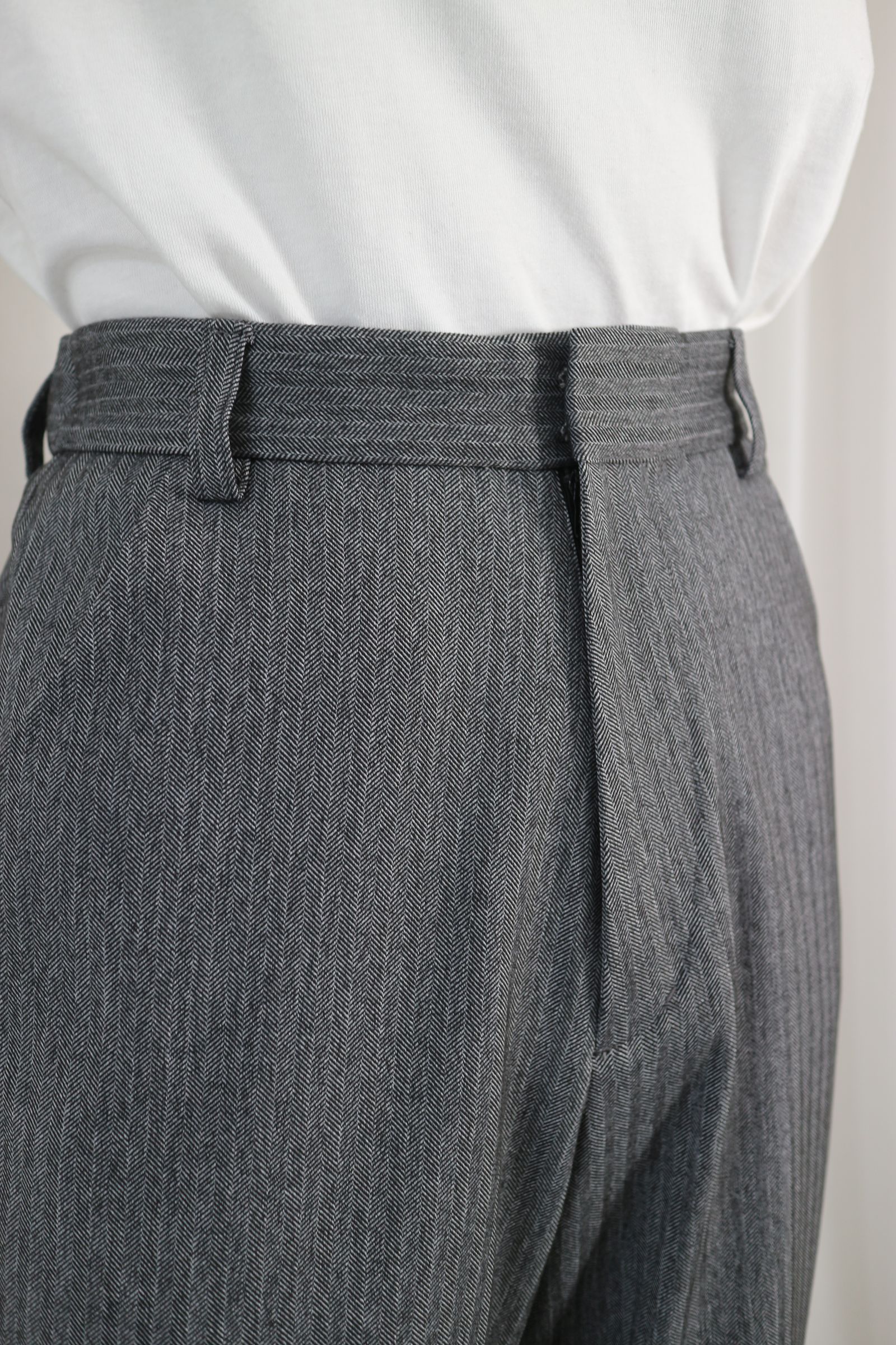 RETORO ROUND SLIT PANTS / レトロラウンドスリットパンツ (グレー)