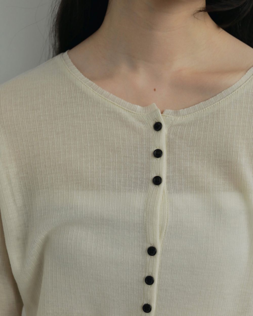 【25AW】Sheer Rib Cardigan / シアーリブカーディガン (アイボリー)