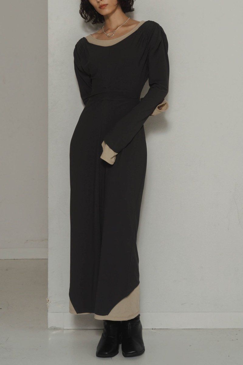 2way layered one piece / 2ウェイ レイヤードワンピース (グレーベージュ)