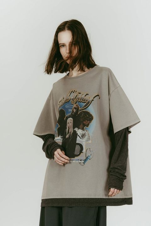 AI future layered t-shirt(unisex) (Gray) / レイヤードTシャツ (グレー) / 26SS