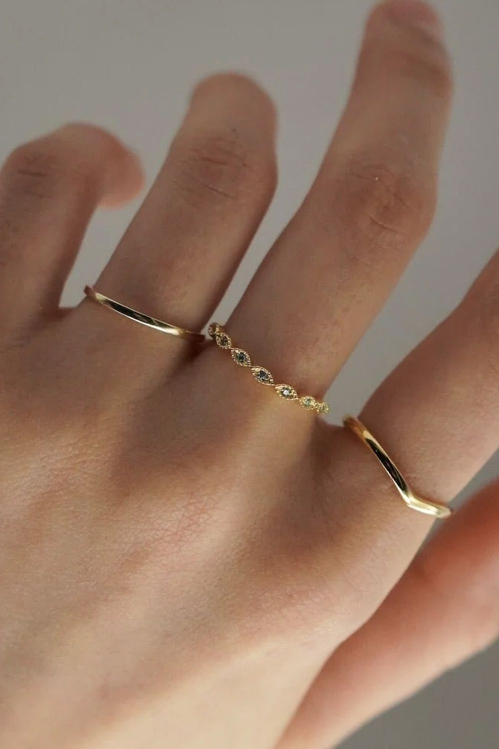 OCULUS RING WITH GREEN MOISSANITE / グリーン モアサナイト オキュラス リング K10/K18 (ピンクゴールド)
