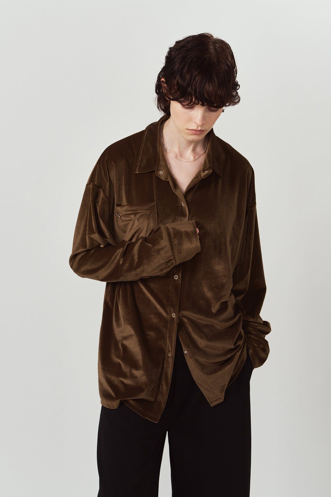 2ウェイ ベロアシャツ (ブラウン) 2way velour shirt (Brown) / 26AW