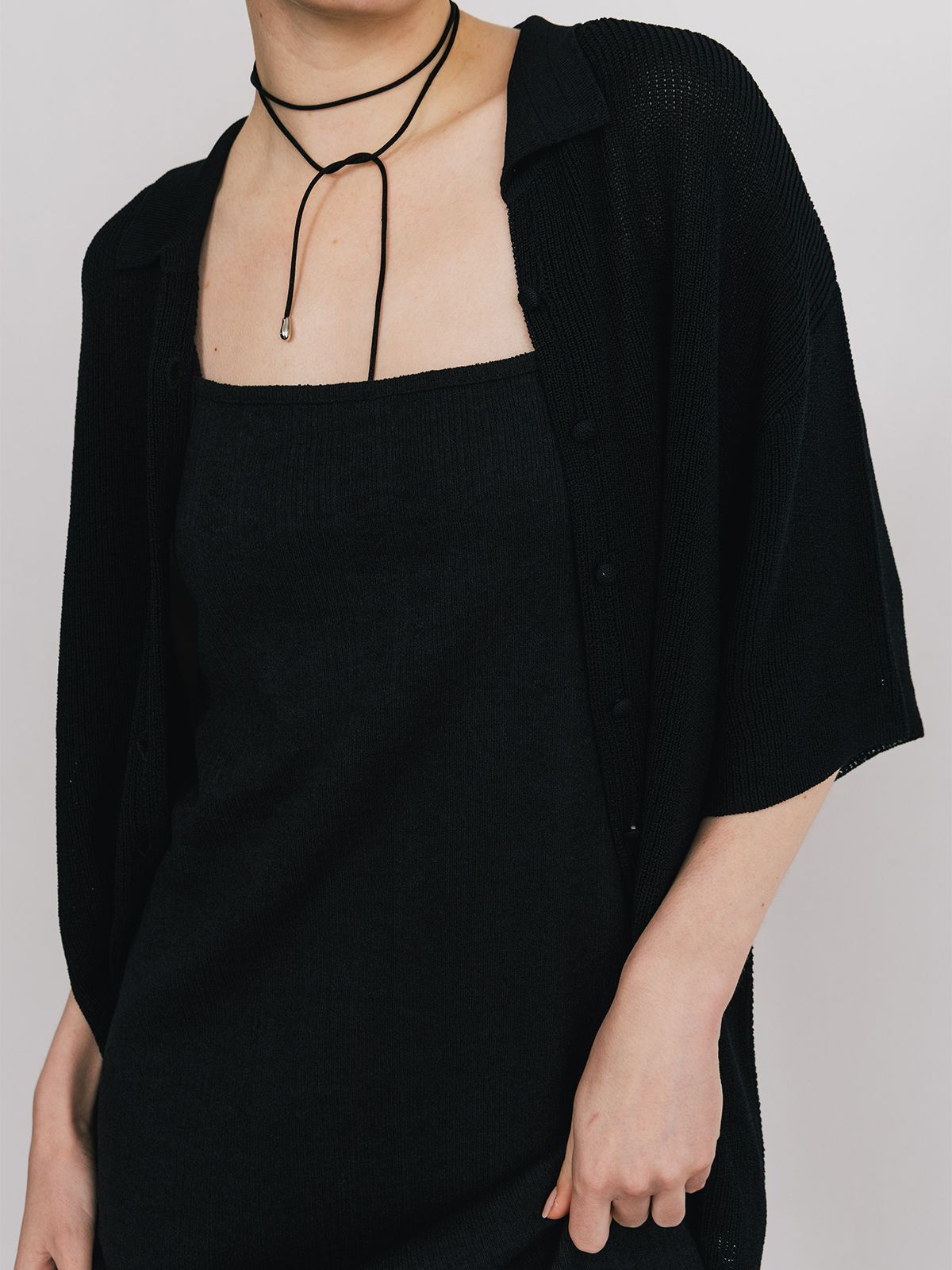 【25SS】ACETATE KNIT SHIRTS / アセテート ニットシャツ (ブラック)